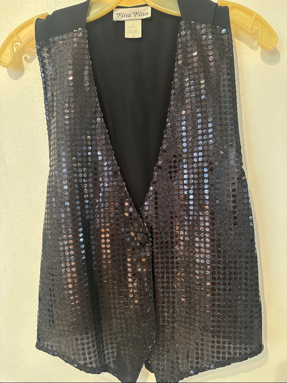 Black Sequin V-Neck Vest